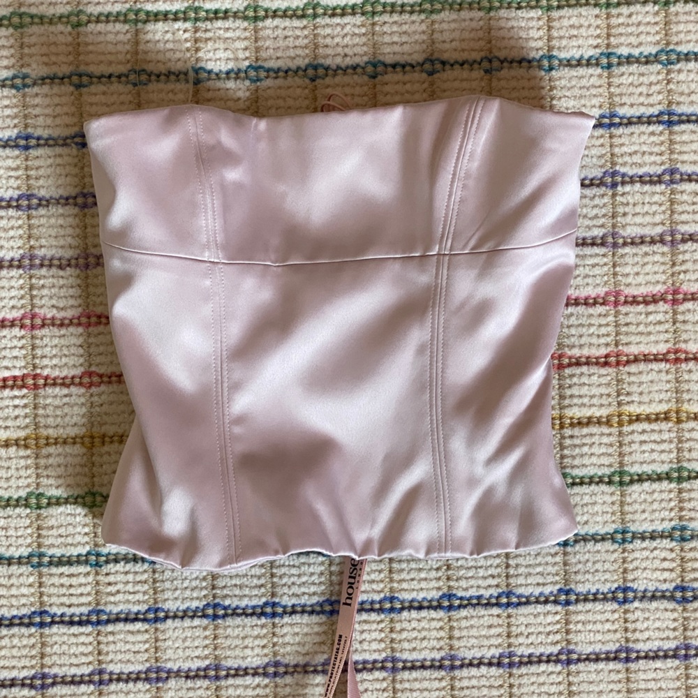 HOUSE OF CB ANGELICA CRYSTAL SATIN STRAPLESS CORSET: size XS